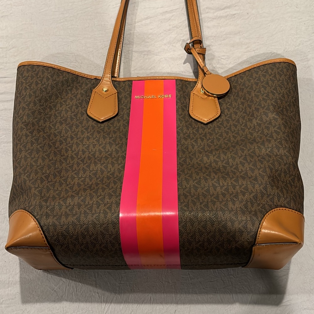 Michael Kors Brown and Pink Tote Bag Like New